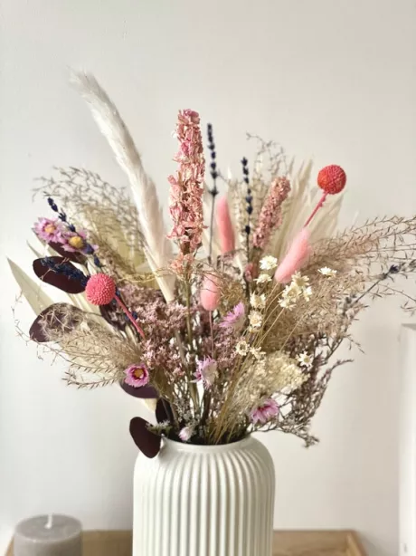 Trockenblumenstrauß rosa fleur Federgras Lagurus | Etsy