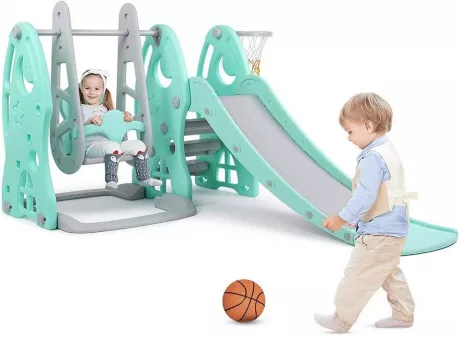 Bamny Rutsche »Rutsche für Kinder, 3 In 1 Kinderrutsche Schaukel mit BasketballstäNder, Schaukel Rutsche Gartenrutsche«, (Packung), Rutsche ausgefahren und verbreitert: 150L x 35W cm, verbreiterte Sitzfläche: 33,5L x 24W cm online kaufen | OTTO