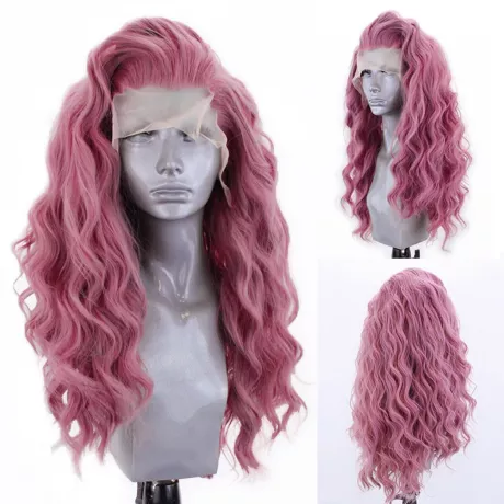 Peruca de renda de cabelo sintético para mulheres, peruca de alta temperatura frontal ondulada de cabelo longo, resistente ao calor, cosplay|Perucas sintéticas| - AliExpress