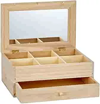 Artemio 6-Case Wooden Jewel Box with Mirror and Drawer, Beige : Amazon.de: Home & Kitchen