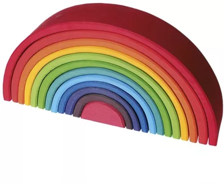 Grimms Großer Regenbogen aus Lindenholz, 12-teilig, bunt lasiert, Maße 36 x 17,5 cm
