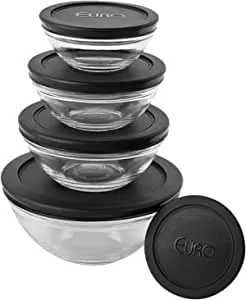 Conjunto com 5 potes de Vidro Redondos com Tampa Plástica Preta, VDR7090-PT, Euro Home | Amazon.com.br