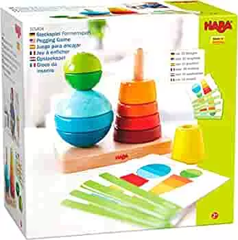 HABA 305404 – Plug-in Game Shape Fun Wooden Motor Skills Game with Two Pegs and 10 Plug-In Elements for Free Play or Play According to Instructions (English language not guaranteed), Wooden Toy from 2 Years: Amazon.de: Toys