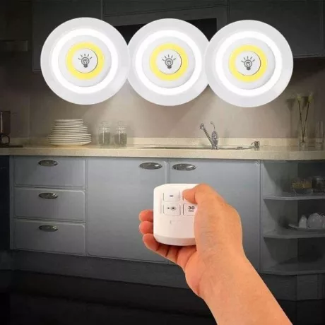 Kit 3 Lâmpadas Luminária LED Controle sem Fio Spot Remoto 15W