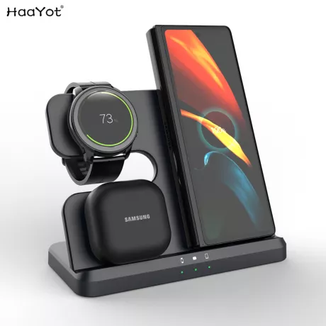 Estação de Carregamento sem fio para Samsung Carregador para Galaxy Relógio 4 3 em 1/3/Ativo 2/1 S22 Ultra Note20 10 Z Dobra Da Aleta Galaxy Botões| | - AliExpress