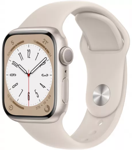 Apple Watch Series 8 GPS+Celular • Caixa estelar de alumínio – 41 mm • Pulseira esportiva estelar – Padrão - Apple (BR)