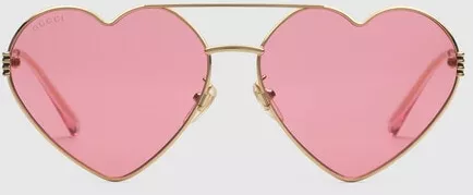 Heart-frame sunglasses in gold-toned metal | GUCCI® US