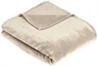 AmazonBasics - Kuscheldecke, aus samtweichem Plüsch - 229 x 229cm - Sand