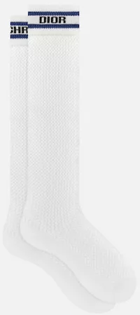 Dior Sporty High Socks White, Black and Royal Blue Cotton | DIOR