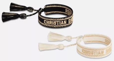 J'Adior Bracelet Set Black and White Cotton with Gold-Tone Metallic Thread | DIOR