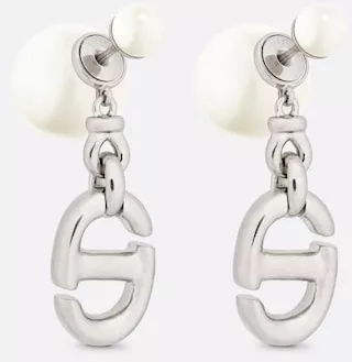 Dior Tribales Earrings Silver-Finish Metal with White Resin Pearls | DIOR