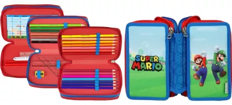 Scooli Federmäppchen »Tripledecker, Super Mario«, befüllt, inklusive Geodreieck | BAUR