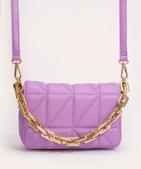 bolsa matelassê com corrente lilás - C&A