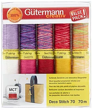 Gütermann Nähfaden-Set "Deco Stitch 70", gelb/rot/pink, 10x 70 m online kaufen | buttinette Bastelshop