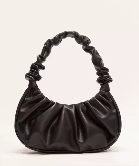 Bolsa baguete enrugada preto - único