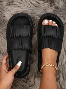 Sandalias de banda única Detalhe franzido | SHEIN Brasil