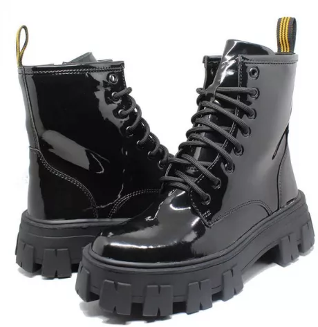 Coturno Tratorado Inglês Estilo Veggie Verniz Preto | ESTILO VEGGIE SHOES