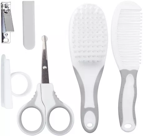 Kit Cuidados Bebê Branco e Cinza | Grão de Gente