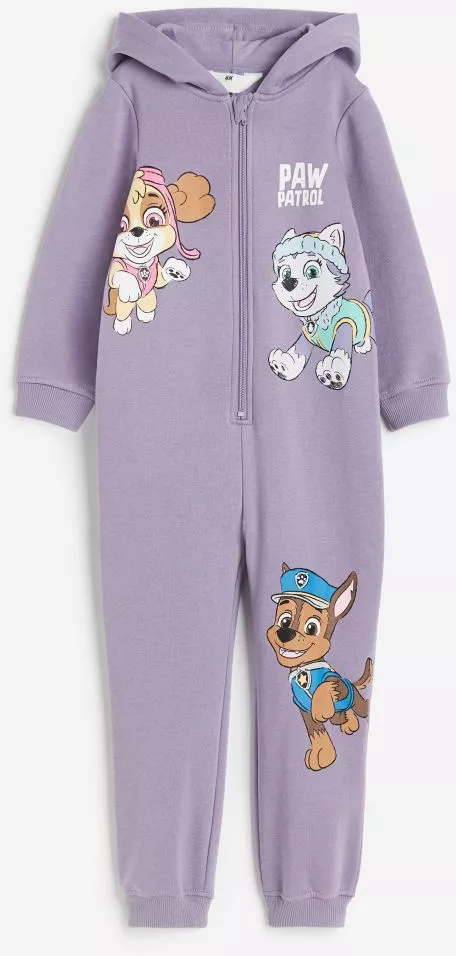 Heldragt i sweatshirtkvalitet med tryk - Lilla/Paw Patrol - H&M