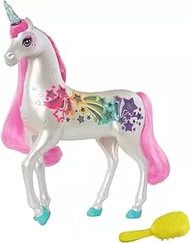 Barbie Dreamtopia Brush 'N Sparkle Unicorn mit magischer Bürste für 4 Licht- und Soundeffekte, Batterien und Barbie-Puppe nicht enthalten, 1x Einhorn-Spielzeug, Für Kinder ab 3 Jahren.,GFH60: Amazon.de: Spielzeug
