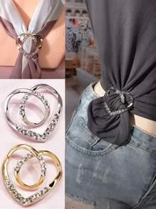 2 Peças Fivela De Cintura Em Forma De Coração De Amor Para Mulheres, Grampo De Colarinho De Camisa, Nó, Fivela De Cinto De Vestido | SHEIN Brasil