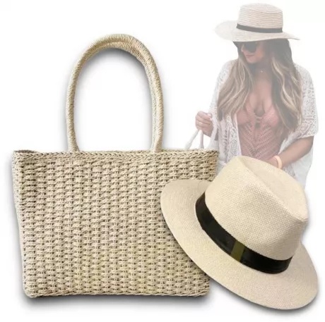 Kit Chapéu Palha + Bolsa Casual Praia Feminino ABA MÉDIA PANAMÁ 336 - Marrom | Netshoes