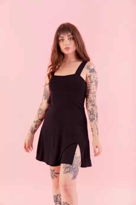Vestido Curto Com Fenda Preto Hanna | Wear Ever