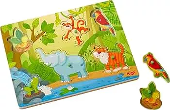 HABA 303181 - Sound-Greifpuzzle Im Dschungel , Kinderpuzzle ab 2 Jahren mit süßen Tiermotiven , Lustige Tiergeräusche sorgen für extra Spaß: Amazon.de: Spielzeug