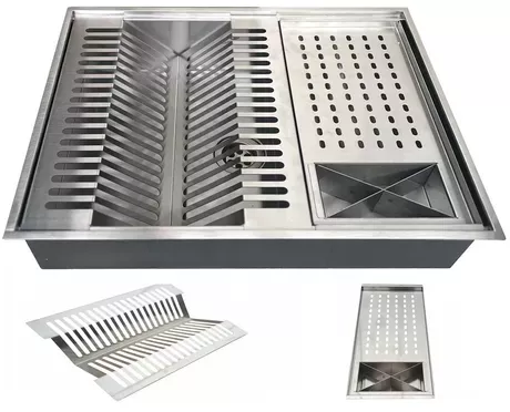 Calha Quadrada Escovada Canal Organizado Embutir Úmida 50x40 Cor Aço inox escovado | Frete grátis