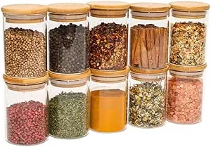 Kit 10 Potes de Vidro Redondo 250ML com Tampa de Bambu - Oikos | Amazon.com.br