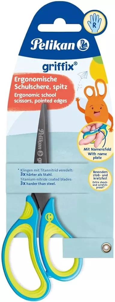 Pelikan Schulschere Griffix spitz, für Rechtshänder, NeonFreshBlue, 1 Stück : Amazon.de: Baumarkt