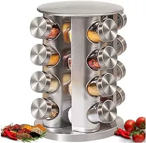 Porta Tempero Condimento Inox Vidro Giratorio Cozinha 16 Pts | Amazon.com.br