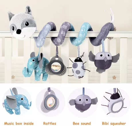 Funsland Spiral Pram Toys for Babies, Pram Toy, Cot Spiral Toy, Car Seat Toy, Baby Fox Activity Spiral Plush Toy: Amazon.de: Toys