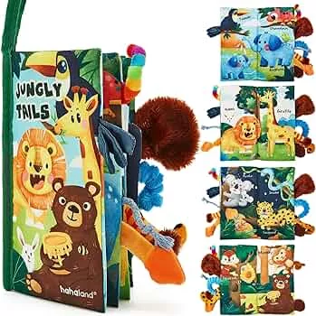 hahaland Baby Book Baby Fabric Book Toy 0 Months 3D Picture Book Fabric Books Feel Book Crinkle Book from 0 3 6 Months Quiet Book Gift for Boys Girls: Amazon.de: Toys