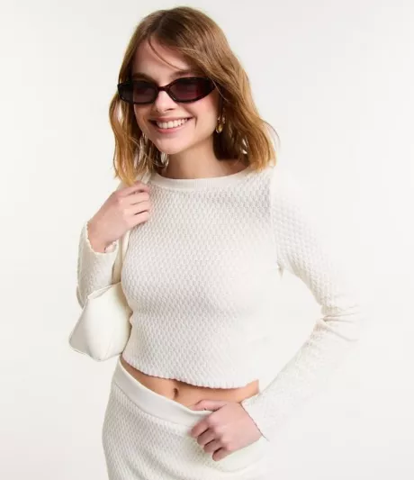 blusa cropped em tricô