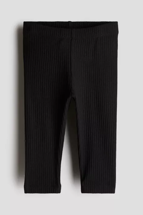 Gerippte Baumwollleggings - Schwarz - Kids | H&M DE
