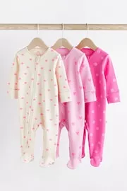 Buy Pink/Cream - Two Way Zip 100% Cotton Baby Sleepsuits 3 Pack (0-3yrs) from Next Germany