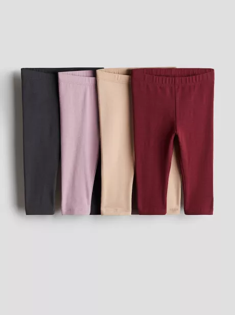 4er-Pack Leggings aus Baumwolljersey - Rot/Beige/Grau - Kids | H&M DE