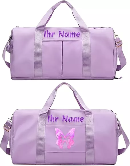 Personalised Embroidered Wet Dry Gym Bag with Shoe Compartment Weekend Camping Canvas Bag, purple : Amazon.de: Sports & Outdoors