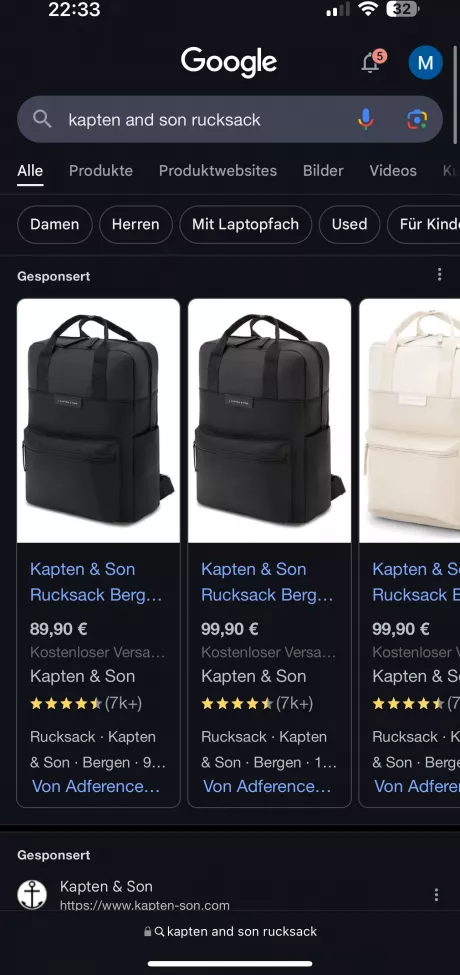 Kapten and son schwarzer Rucksack