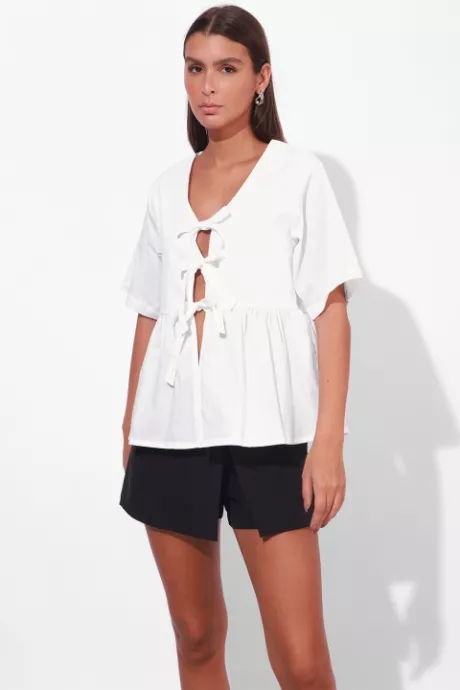 blusa peplum tricoline branca