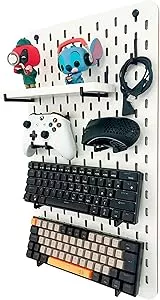 Peg Board home office setup gamer organizar periféricos (34x59cm, BRANCO)