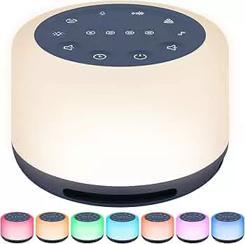 COLORLAM White Noise Machine Baby Einschlafhilfe Spieluhr Baby 30 Klängen,Drahtlose Verbindung 5 Helligkeitsstufen 7 Farben Weißes Rauschen Lampe Nachtlicht Baby Stilllicht Portable Meditation Yoga : Amazon.de: Baby