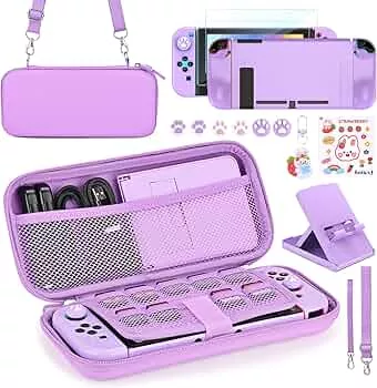 Younik Switch Zubehör Bundle, 17 in 1 Switch Zubehör Kit für Mädchen Enthalten Switch Tasche, Verstellbarer Ständer, Schutzhülle für Switch Konsole & J-Con: Amazon.de: Games