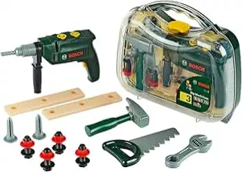 Theo Klein 8416 Bosch Werkzeugkoffer, groß | 16-teiliges Werkzeug-Set | Inkl. batteriebetriebenem Bohrer mit Licht und Sound | Maße: 32 cm x 8 cm x 29 cm | Spielzeug für Kinder ab 3 Jahren: Amazon.de: Spielzeug