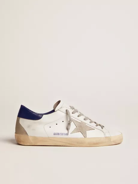 Super-Star masculino com estrela de suede e talão azul | Golden Goose