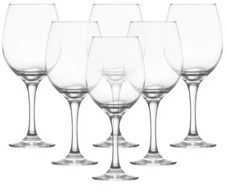 Conjunto De Taças De Vidro Para Vinho/ Água 490 Ml 6 Peças | Frete grátis