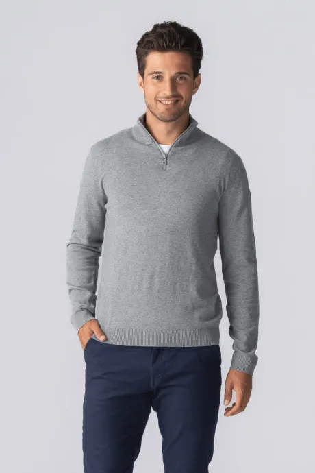Pullover Half Zip i Grå Melange fra TeeShoppen | Hurtig leverig