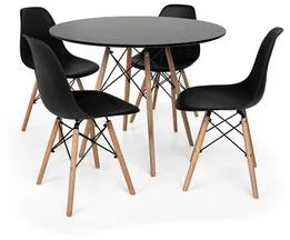 Kit Mesa Jantar Eiffel 80cm Preta + 4 Cadeiras Charles Eames - Preta | Black Friday Leroy Merlin