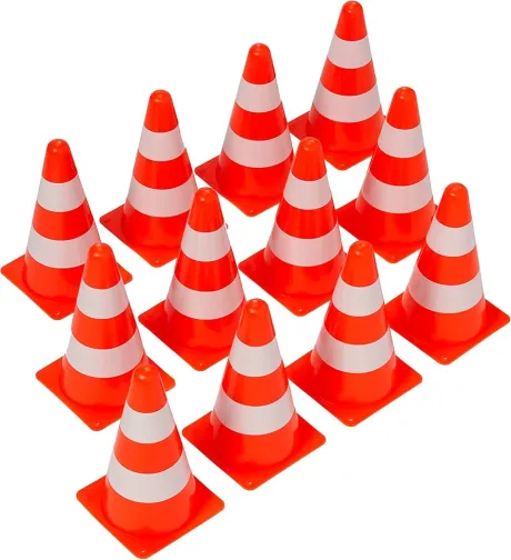 Pylonen 23 cm Orange-Weiß - Sportkegel Verkehrshütchen Markierungskegel